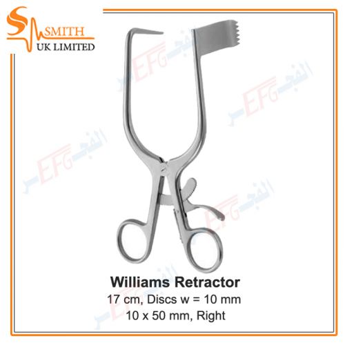 Williams Retractor, for microsurgical treatment of 
herniated discs, Right, 10 x 50 mm, 17 cm