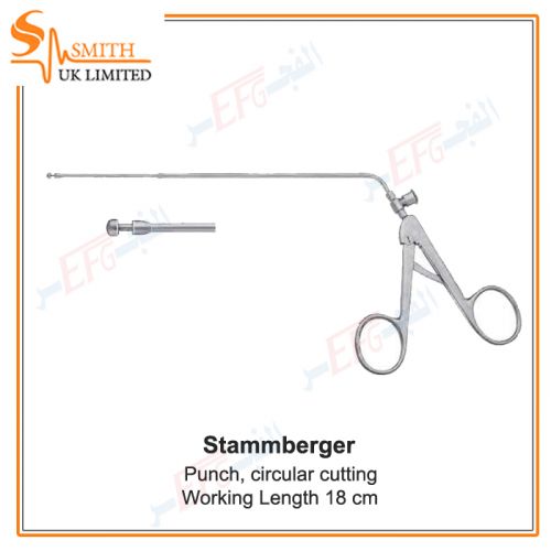 STAMMBERGER Punch, circular cutting, for sphenoid, ethmoid and choanal atresia, diameter 3.5 mm, with cleaning connector, working length 18 cm