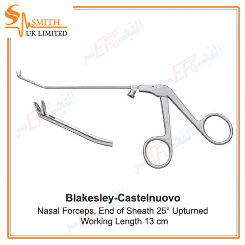 BLAKESLEY-CASTELNUOVO RHINOFORCE®ll, Nasal Forceps, endof sheath 25° upturned jaws 45° upturned, width 2.5mm with cleaning connector, Working Length: 13cm