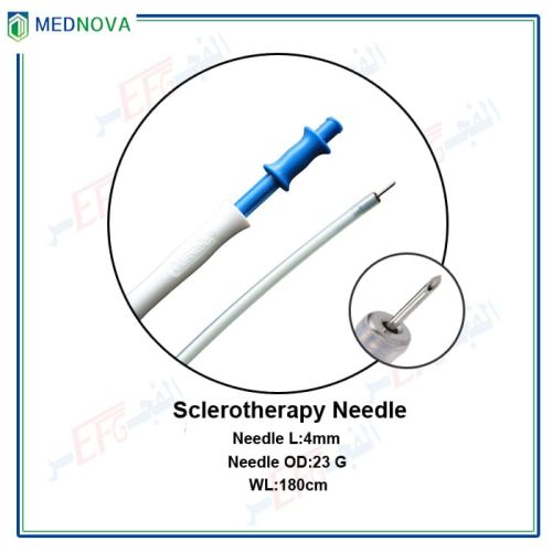 Disposable sclerotherapy needle, 4mm 23G needle, 180cm lengthإبرة حقن دوالى المعدة 