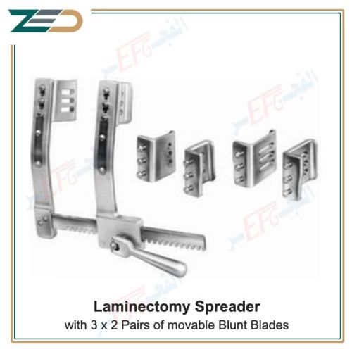 Laminectomy Spreader, with 3 x 2 pairs of movable blunt blades - A (40 mm, 50 mm, 65 mm), B (12 mm, 12mm,12mm),C(110MM),D(132MM)