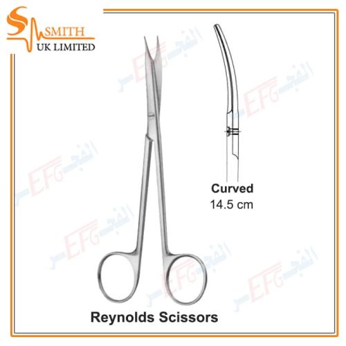 Reynolds, Dissecting scissors, Curved, 14.5 cmمقص تشريح رينولد منحنى 14.5 سم