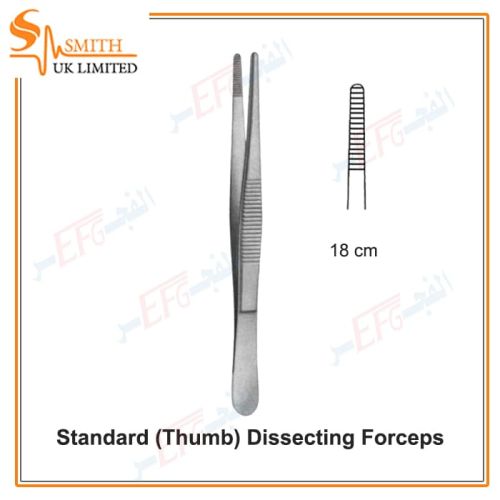 Standard (Thumb) Dissecting Forceps, 18 cmجفت تشريح 18 سم 